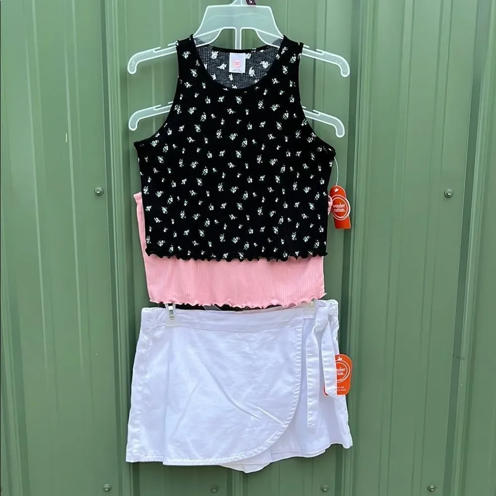 Girls Cropped Tank Tops & Skort 3-Piece Set Size XXL